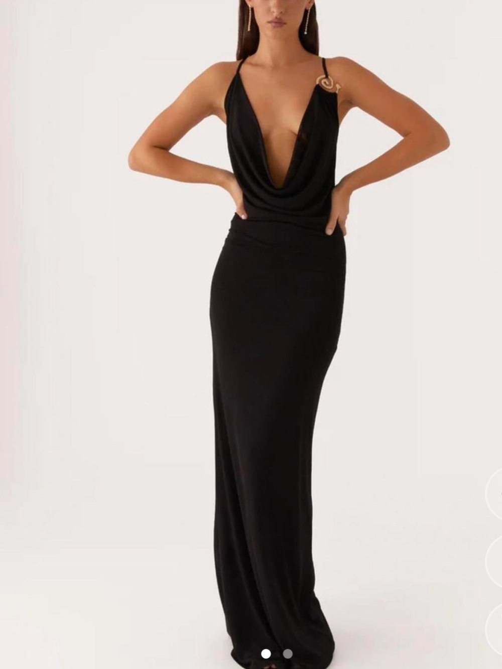 Peppermayo Black Draped Cowl Maxi Dress